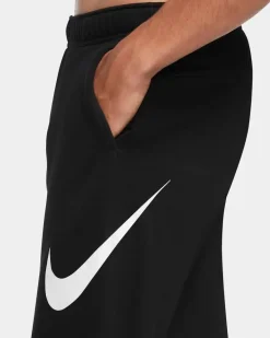 NIKE - Pantalone tuta da uomo nero in tessuto traspirante con logo bianco