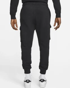 NIKE - Pantalone tuta da uomo nero con elastico alla caviglia e logo bianco