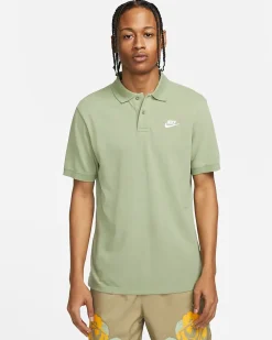 NIKE - Polo da uomo verde chiaro con logo bianco
