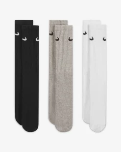 NIKE - Set 3 paia calzini tricolore bianco nero e grigio
