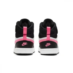 NIKE - Sneaker alta da bambina nera e bianca con dettagli rosa fluo, numerata 21/27 - COURT BOROUGH MID 2 TD