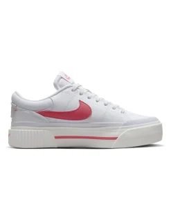 NIKE - Sneaker da donna bianca e rosa in VERA PELLE con suola spessa - COURT LEGACY LIFT
