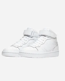 NIKE - Sneakers alta in VERA PELLE bianca con strappo, numerata 35,5/40 - COURT BOROUGH MID 2 GS