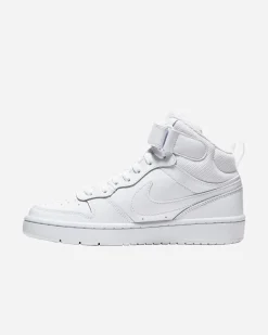 NIKE - Sneakers alta in VERA PELLE bianca con strappo, numerata 35,5/40 - COURT BOROUGH MID 2 GS