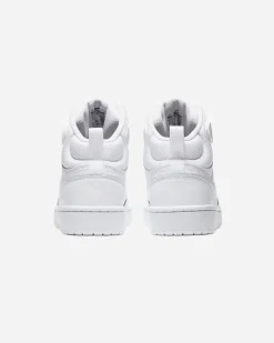 NIKE - Sneakers alta in VERA PELLE bianca con strappo, numerata 35,5/40 - COURT BOROUGH MID 2 GS
