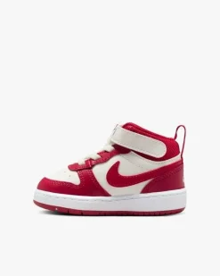NIKE - Sneakers bimbi COURT BOROUGH MID 2 bianca e rossa - CD7784/124