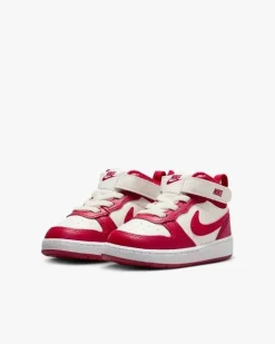 NIKE - Sneakers bimbi COURT BOROUGH MID 2 bianca e rossa - CD7784/124