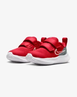 NIKE - Sneakers da bambino rossa con logo bianco e doppio strappo, numerata 19,5/27 - STAR RUNNER 3 TD