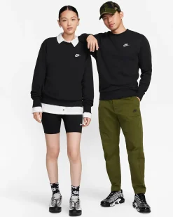 NIKE - SWEAT NERA NSW CLUB CRW FT CON LOGO BIANCO - BV2666-010