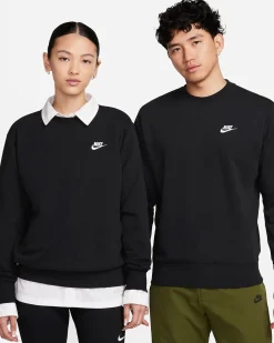 NIKE - SWEAT NERA NSW CLUB CRW FT CON LOGO BIANCO - BV2666-010