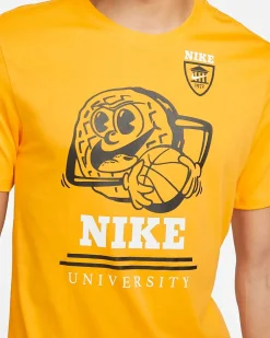 NIKE - T shirt girocollo da uomo gialla in cotone con dettagli neri