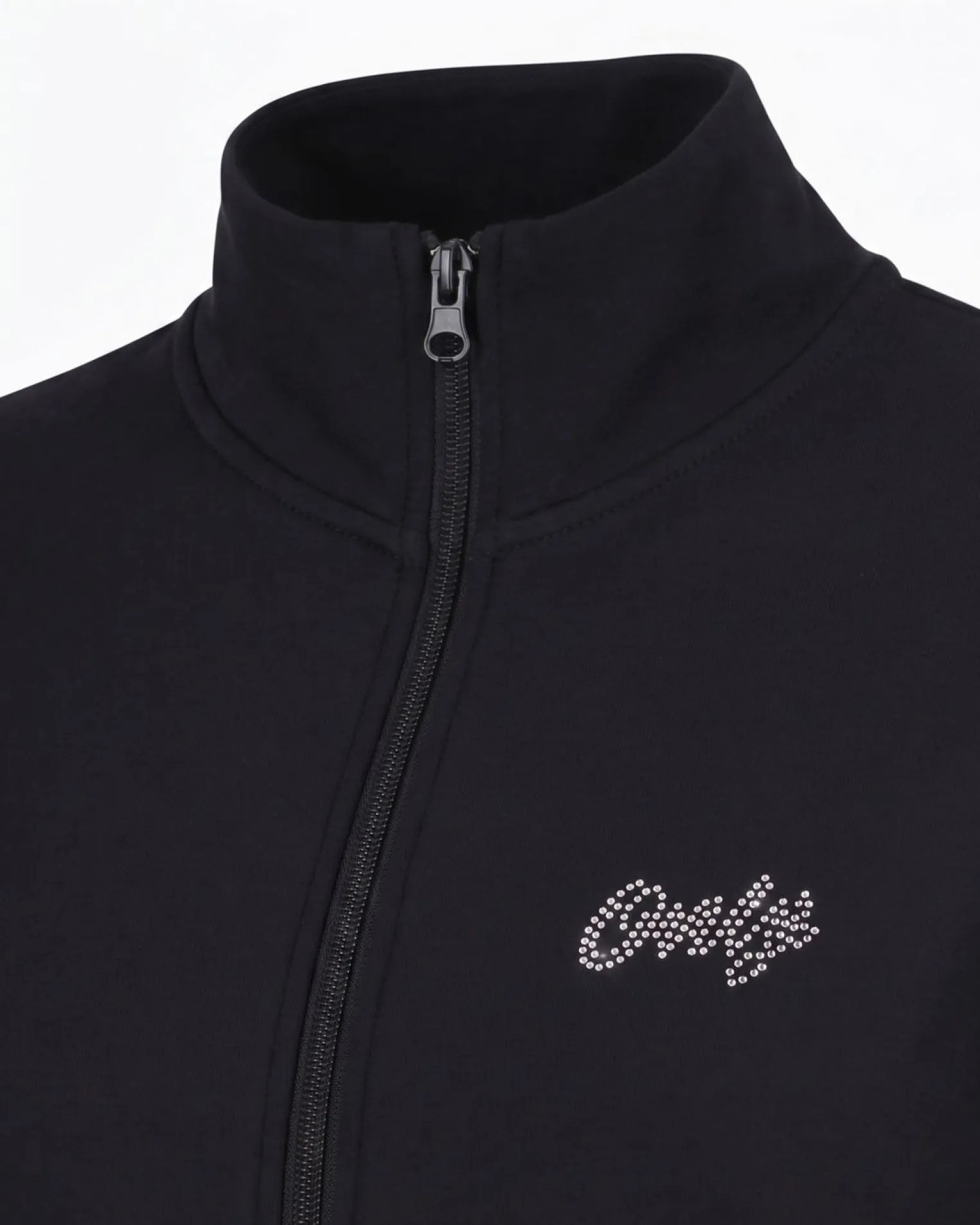 ONLY - FELPA FULL ZIP NERA CON LOGO STRASS DA DONNA, 10107
