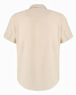 ON SPIRIT - Camica mezza manica collo classico beige lino-viscosa