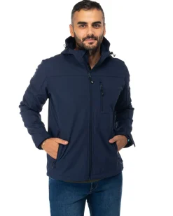 ON SPIRIT - GIACCA BLU IN SOFTSHELL CON CAPPUCCIO DA UOMO AU01953