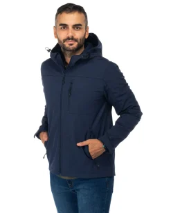 ON SPIRIT - GIACCA BLU IN SOFTSHELL CON CAPPUCCIO DA UOMO AU01953