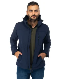 ON SPIRIT - GIACCA BLU IN SOFTSHELL CON CAPPUCCIO DA UOMO AU01953
