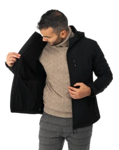 ON SPIRIT - GIACCA NERO IN SOFTSHELL CON CAPPUCCIO DA UOMO AU01953