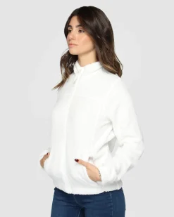ON SPIRIT - Giacca sherpa da donna bianca in pile con zip frontale - AQUILEGIA