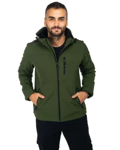 ON SPIRIT - GIACCA VERDE IN SOFTSHELL CON CAPPUCCIO DA UOMO AU01953
