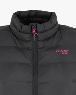 ON SPIRIT - GILET IMBOTTITO DA DONNA NERO CON DETTAGLI FUXIA, LIVIA