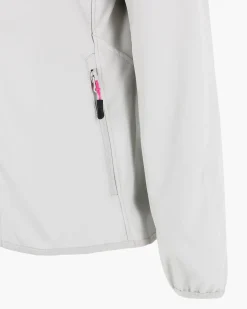 ON SPIRIT - GIUBBINO CON CAPPUCCIO SOFTSHELL DONNA BIANCO PERLA  CON DETTAGLI NERI E FUXIA - ADELITA