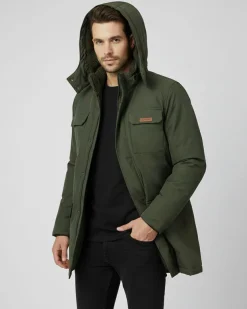 ON SPIRIT - GIUBBINO CON CAPPUCCIO FULL ZIP E BOTTONI DA UOMO VERDE MILITARE, GIDEON
