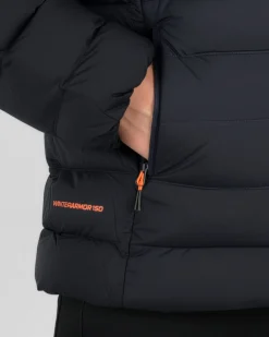 ON SPIRIT - GIUBBINO CON CAPPUCCIO FULL ZIP  DA UOMO NERO CON DETTAGLI ARANCIONI FLUO, LEANDRO