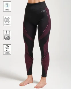 ON SPIRIT -  LEGGINGS  TERMICI DONNA  NERI E FUXIA  ORIETTA  - AD9V181