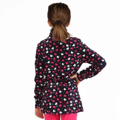 ON SPIRIT - Micropile da bambina blu con fantasia a cuori e mezza zip frontale - GRACE