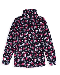 ON SPIRIT - Micropile da bambina blu con fantasia floreale e mezza zip frontale - GRACE
