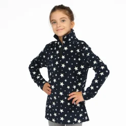ON SPIRIT - Micropile da bambina blu con fantasia a stelle e mezza zip frontale - GRACE