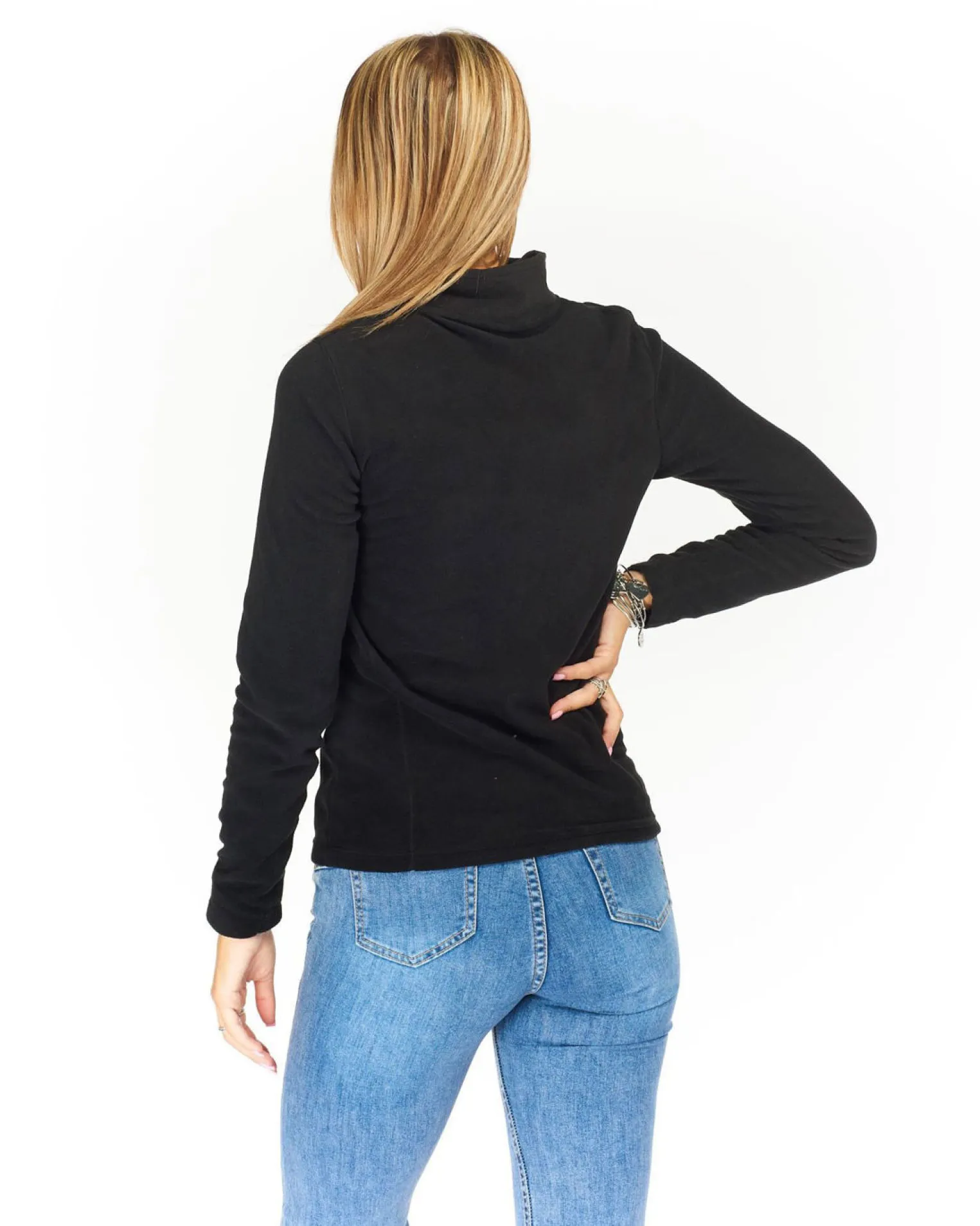 ON SPIRIT - MICROPILE DONNA MEZZA ZIP NERO - VALENTINA