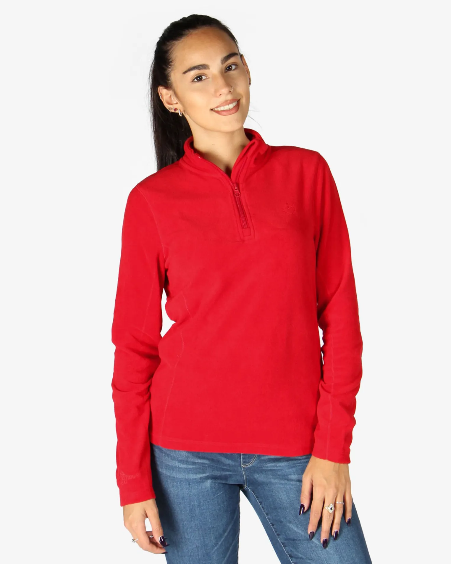 ON SPIRIT - MICROPILE DONNA MEZZA ZIP ROSSO - VALENTINA