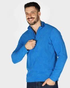 ON SPIRIT - MICROPILE UOMO  MEZZA ZIP BLU ROYAL - VITTORIO