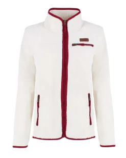 ON SPIRIT - PILE BIANCO CON FINITURE BORDEAUX  FULL ZIP DA DONNA IN TESSUTO SHERPA