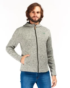 ON SPIRIT - Pile da uomo grigio melange con zip frontale e cappuccio - LUIGI