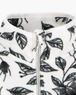 ON SPIRIT - PILE  DONNA FULL ZIPBIANCO E FIORI NERI -  NICLA