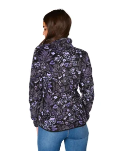 ON SPIRIT - PILE  DONNA FULL ZIP LILLA E NERO FANTASIA FIORI  OLIVIA