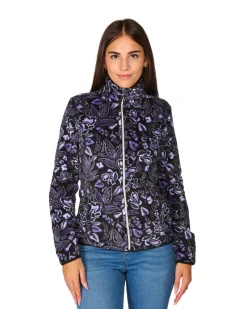 ON SPIRIT - PILE  DONNA FULL ZIP LILLA E NERO FANTASIA FIORI  OLIVIA