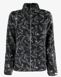 ON SPIRIT - PILE  DONNA FULL ZIP NERO E FIORI BIANCHI-  ANIA