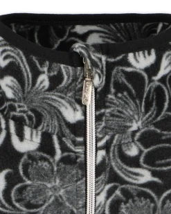 ON SPIRIT - PILE  DONNA FULL ZIP NERO E FIORI BIANCHI-  NADIA