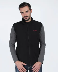 ON SPIRIT - Pile smanicato da uomo nero con zip frontale