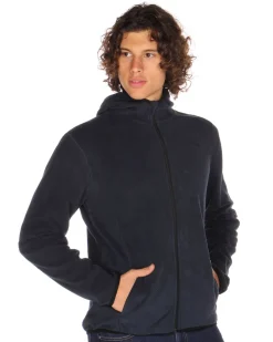 ON SPIRIT - PILE UOMO  CON CAPPUCCIO FULL ZIP BLU - ANDREA