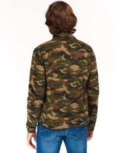 ON SPIRIT - PILE UOMO  FULL ZIP  FANTASIA  MILITARE BEIGE, MARRONE, VERDE E NERO - ARTURO