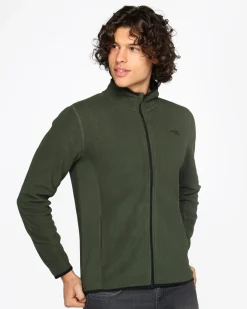 ON SPIRIT - PILE UOMO  FULL ZIP  VERDE MILITARE- EMILIO