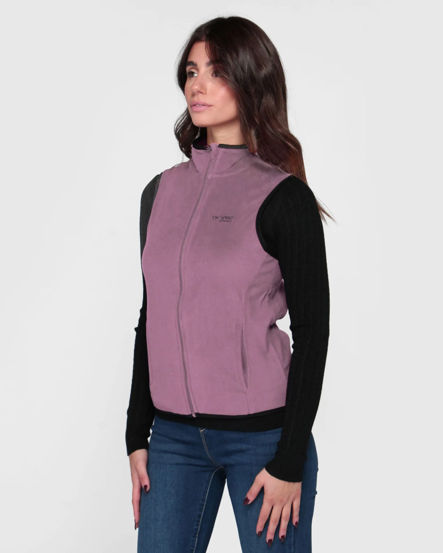 ON SPIRIT - SMANICATO IN PILE DONNA FULL ZIP MALVA - LUCIA