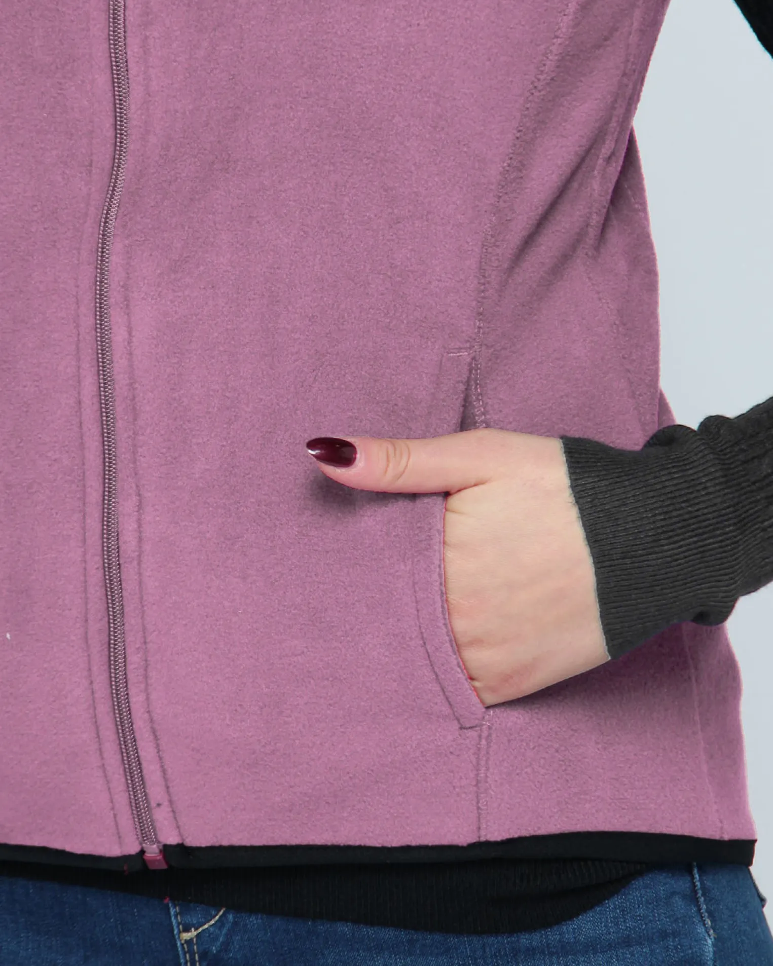 ON SPIRIT - SMANICATO IN PILE DONNA FULL ZIP MALVA - LUCIA