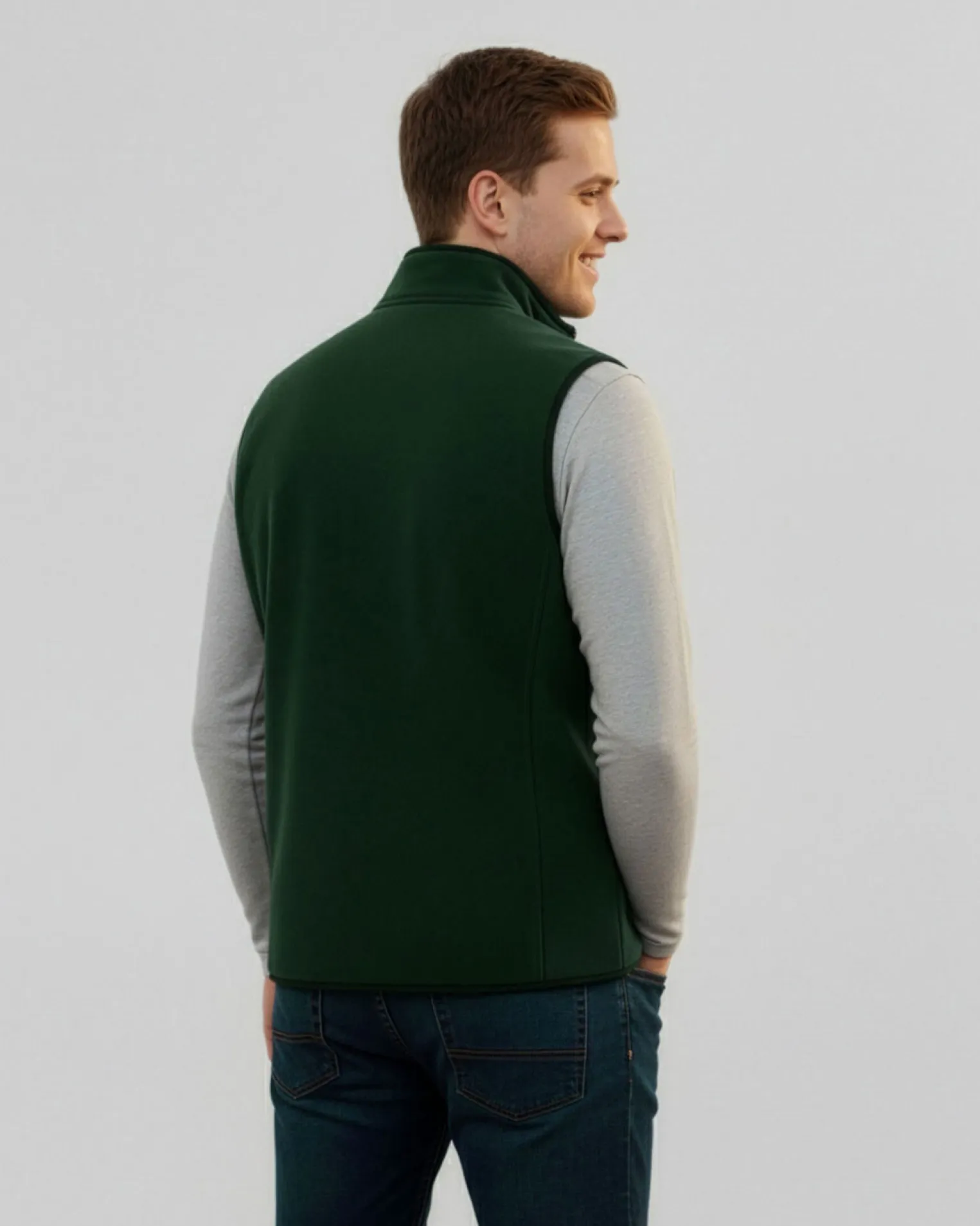 ON SPIRIT - SMANICATO IN PILE UOMO FULL ZIP VERDE SCURO - SIMONE