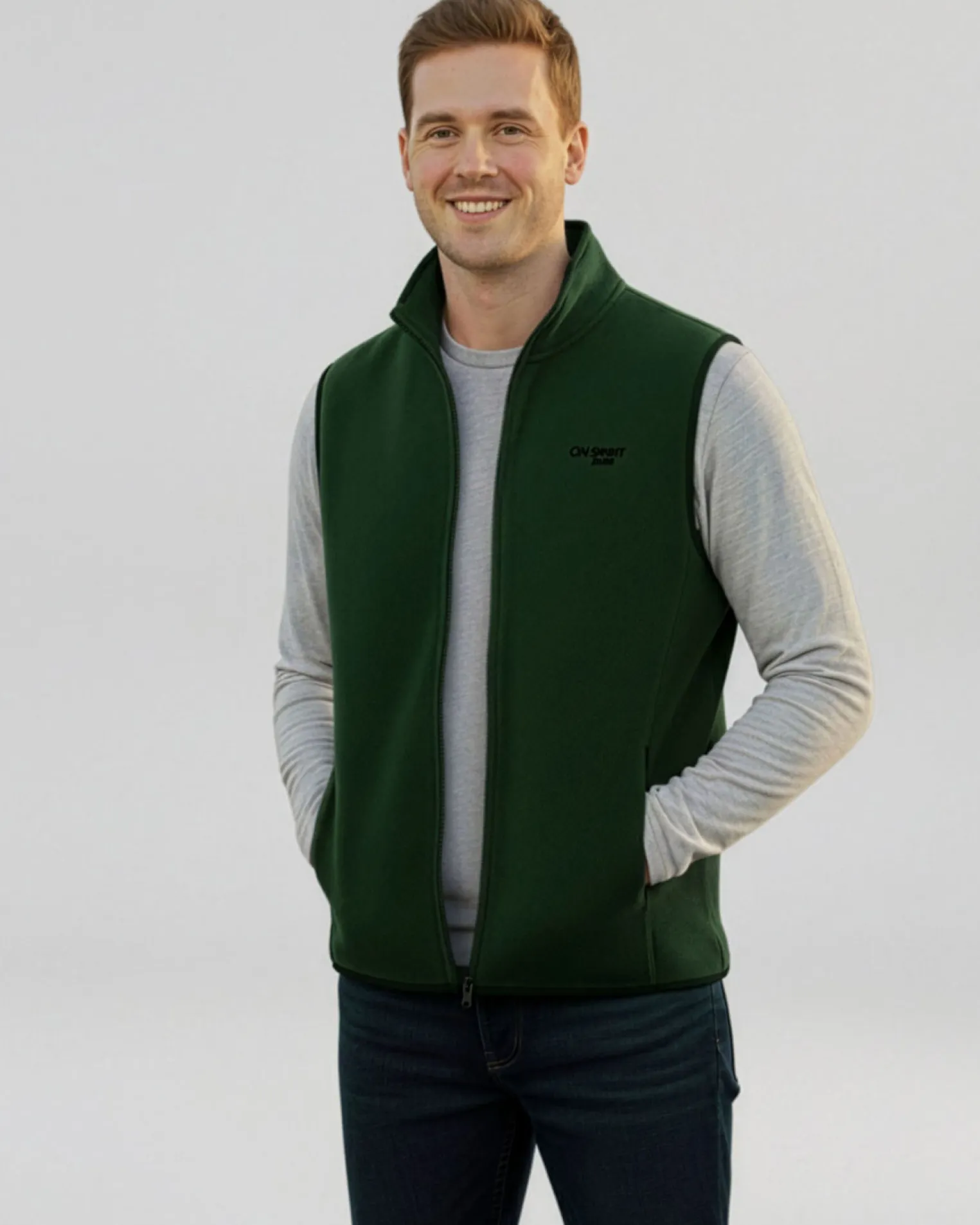 ON SPIRIT - SMANICATO IN PILE UOMO FULL ZIP VERDE SCURO - SIMONE