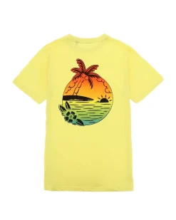 ON SPIRIT - T-shirt girocollo da uomo gialla con stampa posteriore